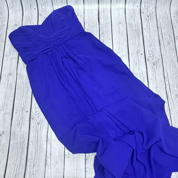 Davids Bridal Purple Long Pleated Sweetheart Neck Bridesmaid/Prom Dress Size 10 - Picture 2 of 5